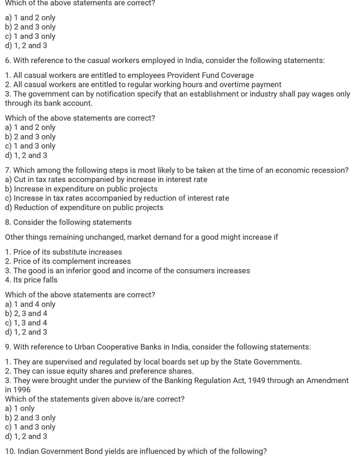 UPSC Prelims Economy Questions Economy PYQ UPSC Prelims