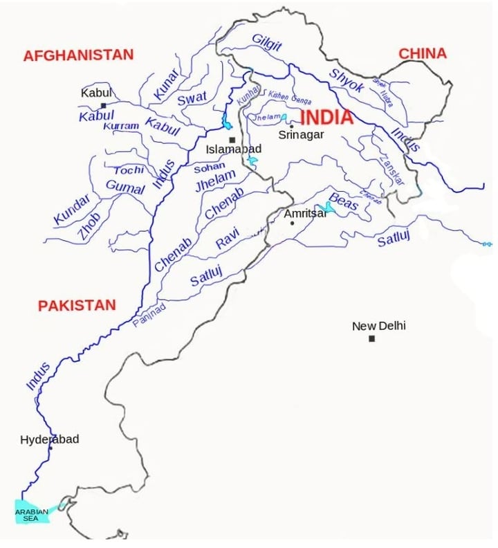 Indus River System and Its Tributaries - Map | UPSC Notes