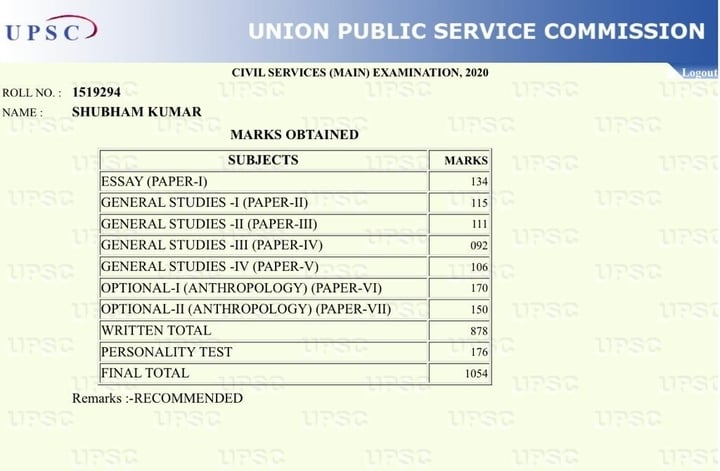 UPSC Marksheet: Download IAS Toppers Marksheet 2022, 2021, 2020