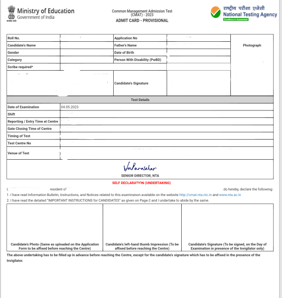 CMAT Admit Card 2023 Declared Direct Link to Download Admit