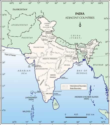 India Map With Neighbouring Countries Pdf List Of Neighbouring Countries Of India - Map And Capitals