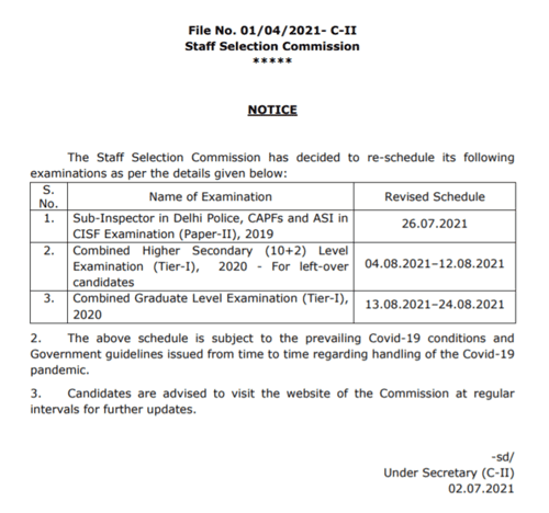 Ssc Exam Calendar 2021 Revised Check Ssc Exam Dates New For Cgl Chsl Cpo Steno Mts And Other Exams Ssc Railway