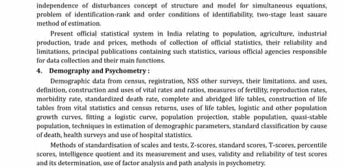 UPSC Statistics syllabus