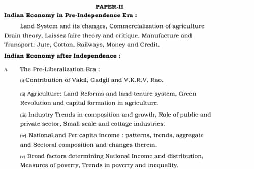 Economics Syllabus For UPSC