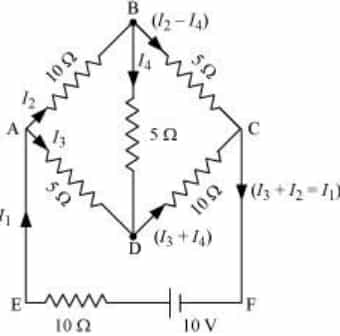 Determine the current in each branch of the network shown in figure 3.30: